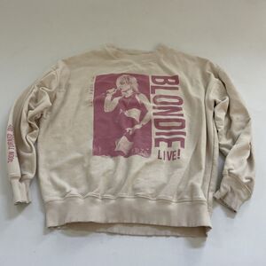 American Eagle Blondie Oversized Crewneck Sweatshirt Cream Pink XS